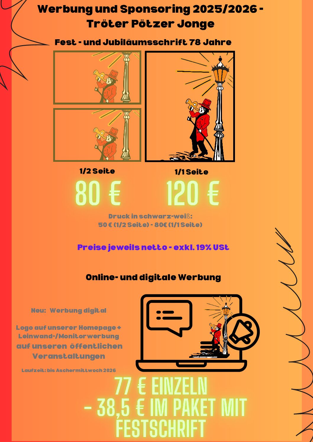 Sponsoring bei den TPJ –  mit 77€ digital 78 Jahre feiern